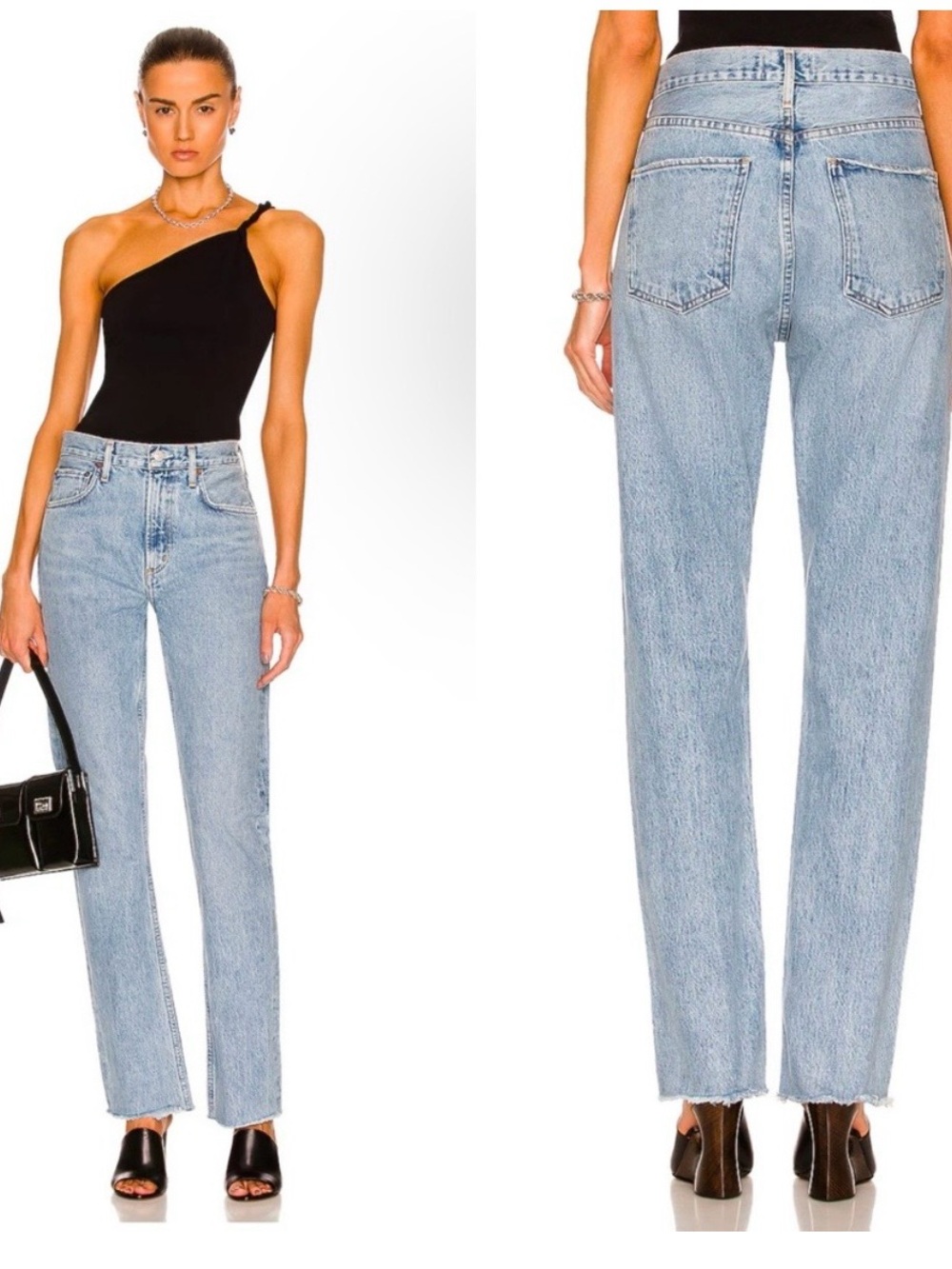 AGOLDE Cherie High Rise Blue Straight Jeans in Merit Size 24 100% Cotton